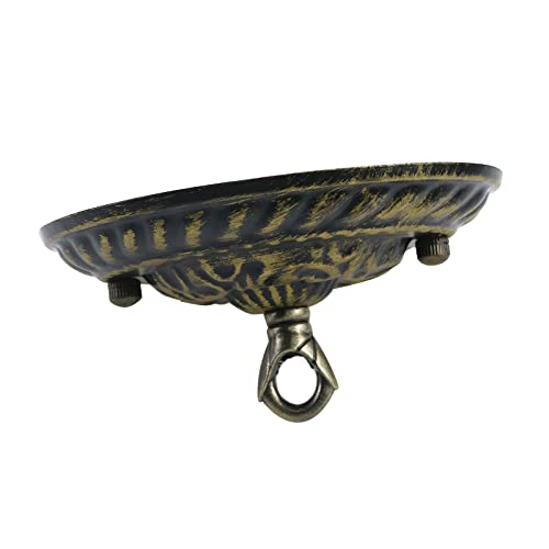 Tighall Ceiling Lighting Plate Lamp Base Ceiling Light Cover Pendant Light Plate with Embossed Pattern Chandelier Accessories with Screw(Vintage Gold) - Thumbnail 4