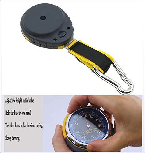 DJG Multifunctional Outdoor Barometer, 4-in-1 Compass Altimeter Barometer Compass Thermometer for Carabiner Camping Hiking Pocket - Thumbnail 2