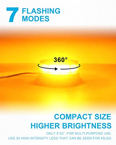 image for Agrieyes Amber Beacon Light 4.2Inch, Flashing Safety Warning Lights Pe