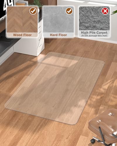 Image of Blvornl Frosted Clear Chair Mat for Hardwood Floor, 32.5 inch*53 inch Hard Material Office Chair Mat, Memory Plastic Computer Chair Pad for Rolling Chairs, Desk Floor Rug for Office and Home