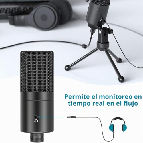 Microfono de condensador de estudio compatible con Mac, PC y control de ganancia 5