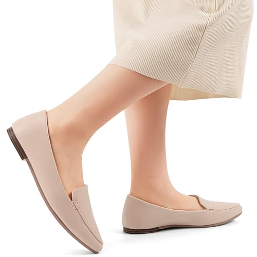 Image of MUSSHOE Pointed Toe Flats for Women, Comfortable Business Casual Work Shoes, Slip On Loafers with Arch Support, Office Walking Flats for All Day Standing