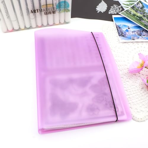 Image of 2 Pack Large Sticker Photo Storage Album, Stamp & Cutting Dies Storage Book Organizer Folder for Cards Storage DIY Scrapbooking Card Making Supplies 20 Pages 80 Pockets / Pack ( Clear + Purple)