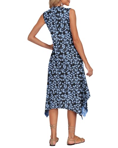 Image of AUSELILY Summer Dresses for Women 2026 Casual Sleeveless Sundress Asymmetrical Hem Tank Midi Dress with Pockets