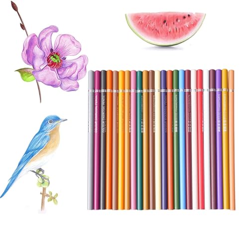 Lápices de colores, 24 lápices de colores, papelería de dibujo resistente a la rotura para niños, jóvenes, adultos, escuela, manualidades, ilustración profesional, diario