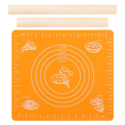 Lot de 2 rouleaux à pâtisserie, 1 coussin à pâtisserie, rouleau à pâtisserie de cuisine, rouleau à pâtisserie en pâte de bois, rouleau à pâtisserie avec croûte à gâteau