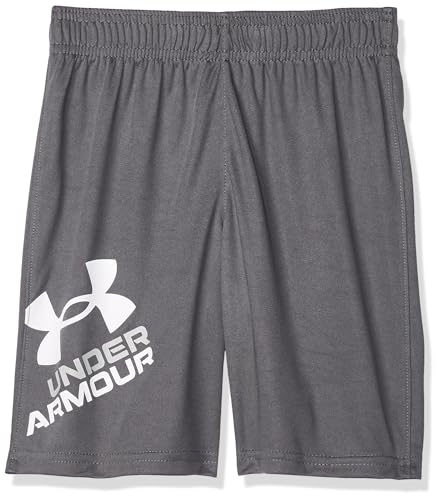 Under Armour Kids Prototype Logo Shorts for Toddler - Breathable Knit Fabric with Elasticized Waistband, Pull-On Style Pitch Gray/White 2T Toddler One Size