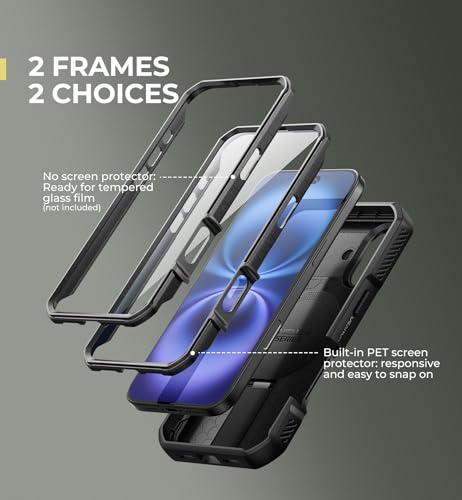 Image of Dexnor for iPhone 16 Case with Slide Camera Cover & Adjustable Kickstand & Built-in Screen Protector,Compatible Wireless Charging Shockproof Bumper Cases Heavy-Duty Magnetic Protective Cover,Black