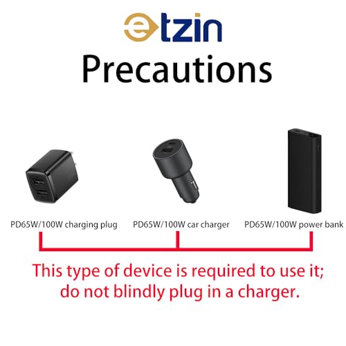 Image of ETZIN USB C to DC 5.5x2.5mm PD140W 1M /3.2FT Fast Charging Cable with Digital Display Compatible with 100W /65W /40W Support 6 Voltages 5V /9V /12V /15V /20V /28V
