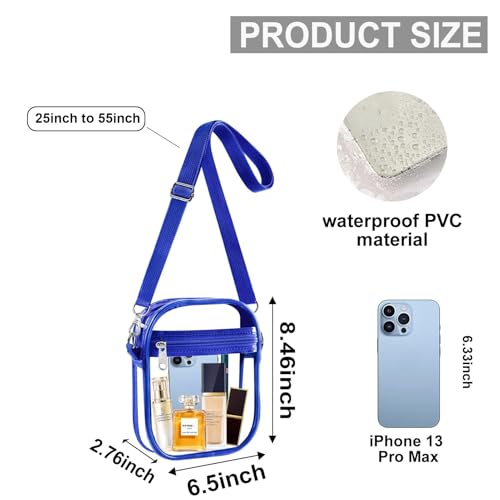 Image of Fibrdoo Clear Crossbody Purse Bag, Clear Bag Stadium Approved with Front Pocket for Concerts Sports Festivals