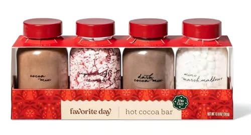 Holiday Hot Cocoa Bar Kit, 4 Jars with Cocoa Mix...