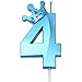 Blue Number 4 Birthday Cake Candle, 3D Shape Crown Birthday Number Candle, 4th â€‹Birthday Party Blue Theme Cake Topper Decorations (Blue 4)