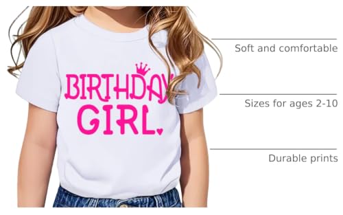 Image of Birthday Girl Shirt Toddler Baby Girls Birthday Outfit Cotton T-Shirt Size 2-10 Years