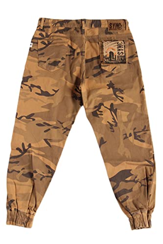 TheMogan Men's Harem Washed Denim & Camoflage Twill Jogger Pants Crop Jeans 27"2