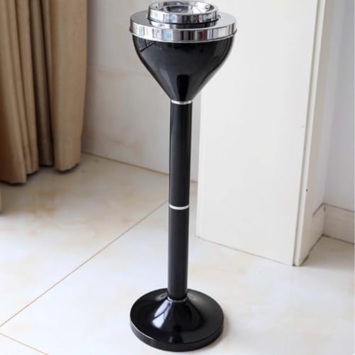 Cendrier Exterieur sur Pied Haut, Style Moderne, Avec Base Antidérapante, Cendrier Urbain Cylindrique, pour Patio Hôtels Cafés Bureaux Restaurants Bars(Black,18 * 61cm/7 * 24in)