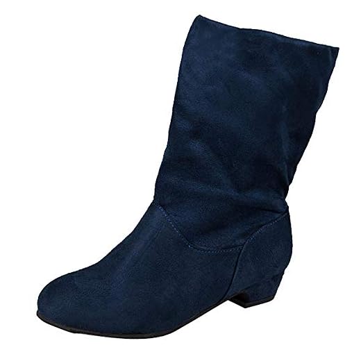 Botines cuña Tacón Ancho para Mujer Otoño Invierno 2018 Moda PAOLIAN Botas Militares Medio Zapatos Vestir Talla Grande Señora Calzado Terciopelo Dama Botines de Nieve Caliente Botas clásicas