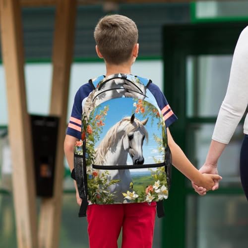 Sac à dos grande capacité motif cheval et chat pour école et voyage - 6