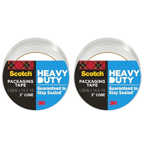Image of Scotch Heavy Duty Shipping Packaging Tape 3850, Clear, 1.88 in x 54.6 yd (48 mm x 50 m), 2 Pack (2 Rolls), 3.0 Mil Box Sealing Tape