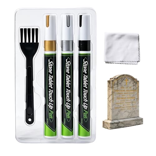 Generico Rotulador para lápidas, impermeable, resistente a los rayos UV, 3 colores, para restauración de lápidas, para escritos conmemorativos sobre granito, mármol, cerámica, vidrio, metal y madera