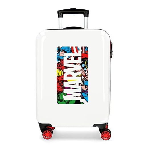 Marvel Action Marvel Maleta de Cabina Blanco 38x55x20 cms Rígida ABS Cierre de combinación Lateral 34L 2,66 kgs 4 Ruedas Dobles Equipaje de Mano