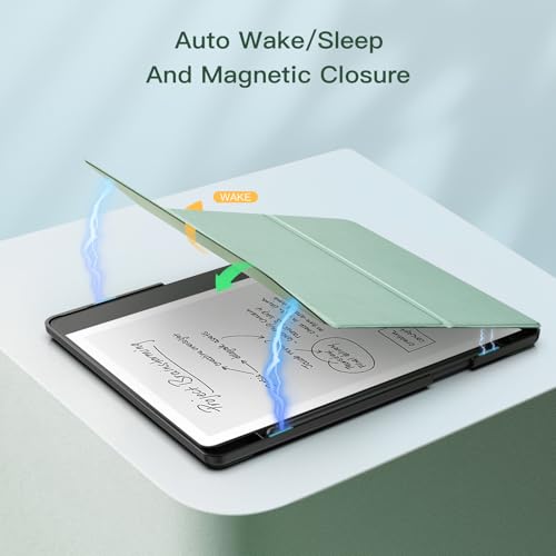 Image of MoKo Stand Case for Kindle Scribe (2024 /2022 Released) - Premium Leather Trifold Stand Cover with Pen Holder, Auto Sleep /Wake for 10.2 inch Amazon Kindle Scribe 2024 /2022, Agave Green