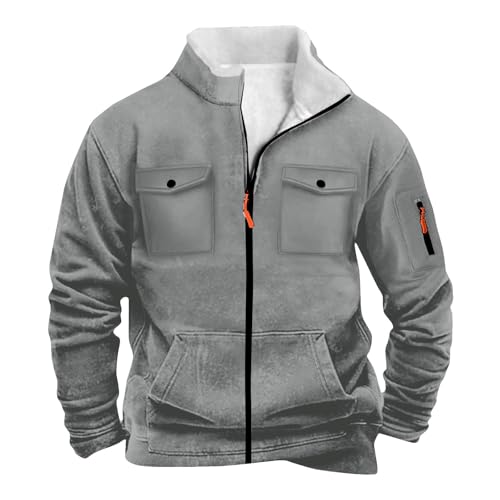 Winter Coats for Men Hunting Big and Tall Zip Up Warm Fleece Lined Long Sleeve Thicken Sherpa Vintage Outerwear