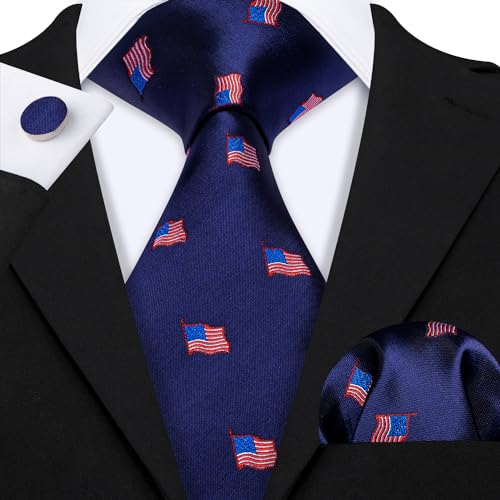 Image of Barry.Wang Fun Animal Ties for Men Designer Handkerchief Cufflink WOVEN Casual Necktie Set Festival