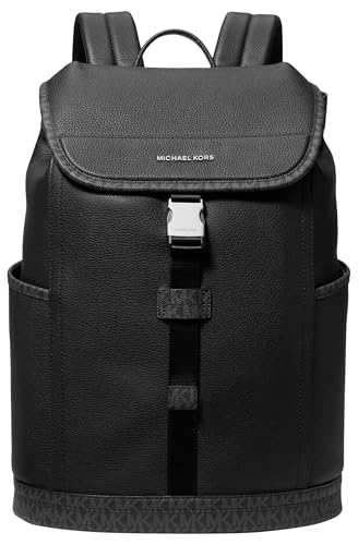 Michael Kors Men's Hudson Slim Flap Backpack, Black, One Size