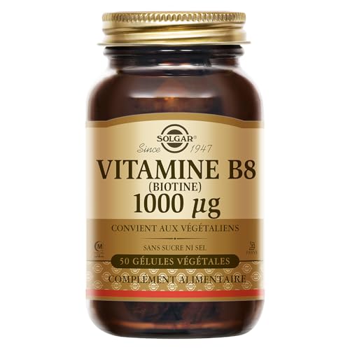 Solgar Biotine (Vitamine B8) 1000 μg - Beauté des Cheveux, de la Peau et des Ongles - Complément Alimentaire - Vegan et Sans Gluten - Flacon de 50 gélules végétales