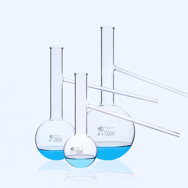 1 unids/Lote, matraz de destilación de Vidrio de 60ml-1000ml, matraz de ebullición de borosilicato de Laboratorio de Cuello Corto con Suministros de Laboratorio de Tubo Lateral (Size : 1000ml)