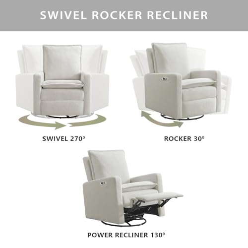Image of Oxford Baby Uptown Power Recliner /Glider, Boucle White