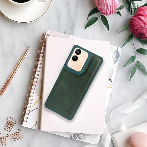 Image of AIBEX Shield Back Cover Case Compatible with Vivo V29e 5G Back Cover | Flexible Vegan Leather | Full Camera Protection | Raised Edges | Super Soft-Touch | Bumper Case