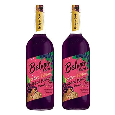 Belvoir Non-Alcoholic Mulled Winter Punch (750ml) Glass Bottle x 2 Cover