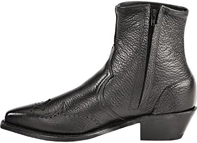 Abilene Men's Western Wingtip Zipper Boot Snip Toe Black 12 EE US