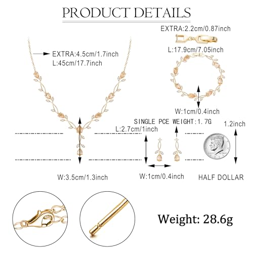 Image of EVER FAITH Cubic Zirconia Pearl Leaf Bridal Jewelry Set for Bride Women