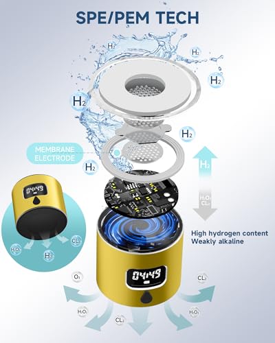 Image of Hydrogen Water Bottle Generator, Gold | 5000 PPB Hydrogen Rich Water, LED Timer, Rechargeable 1300mAh Battery, Glass Bottle with Aluminum Alloy Shell