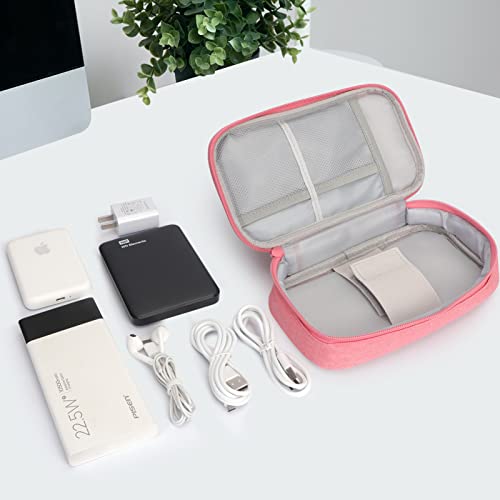 Skycase Travel Electronic Organizer, Waterproof Electronics Accessories Cases,Single Layer Travel Cable Organizer Bag,Accessories Carry Bag For Usb Data Cable,Earphone Wire,Power Bank, Phone,Pink #TOP4