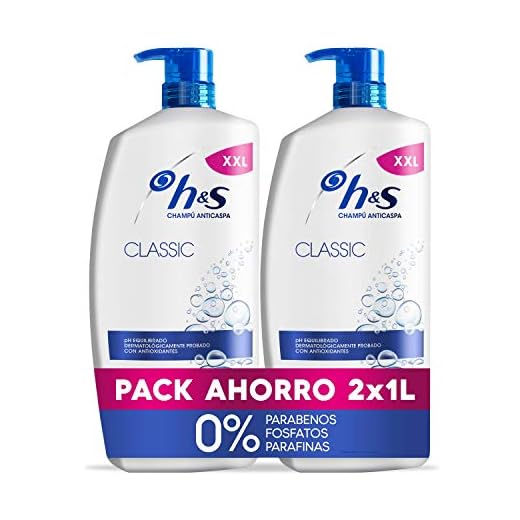 H&S Champú Classic Anticaspa Champú para todo tipo de pelo pH equilibrado 2 Champús 1000 ml