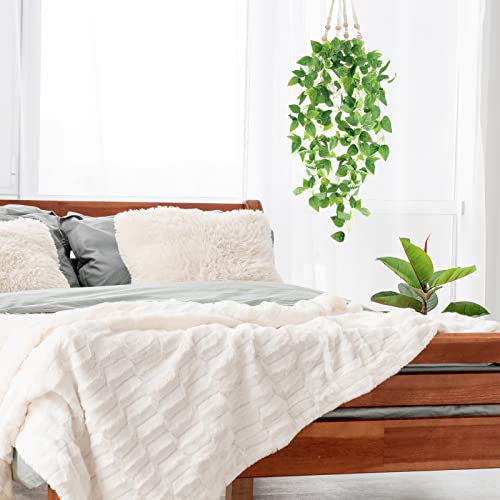 Cewor Fake Hanging Plant With Pot, Artificial Hanging Plant Vine For Home Decor Indoor, Macrame Plant Hanger With Fake Vines Faux Hanging Planter Greenery For Bedroom Bathroom Kitchen Office Decor #TOP3