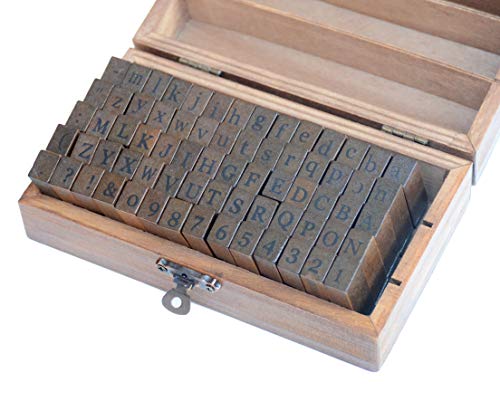 Pack Of 70 Pcs Small Wooden Rubber Stamps 0.24 Inch Of Letter, Number And Symbol For Diy Craft Card And Photo Album #TOP6