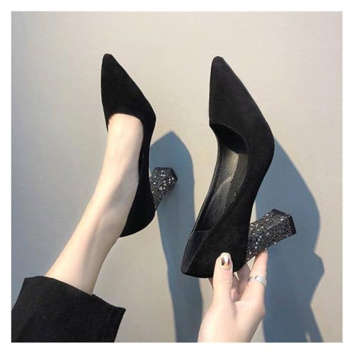 Talons Hauts à Paillettes Sauvages dotés de Talons carrés élégants de mi-saison