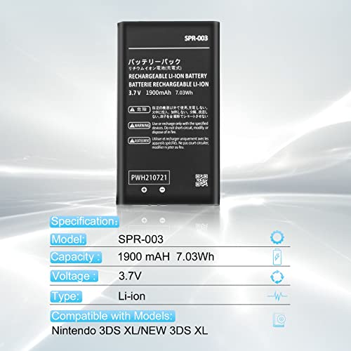 image for JUBOTY SPR-003 Battery for Nintendo 3DS XL New 3DS XL LL Game Console,