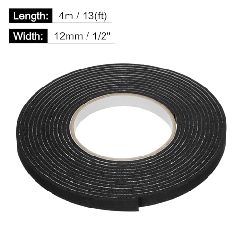 Image of uxcell 2pcs Rolls Single Sided Foam Tape Removeable EVA Sponge Mounting Tape Strong Adhesive Tape Strips(Black, 13ft x 1 /2 inch x 1 /8 inch) for Home Paint Wall Hanging Poster Decor