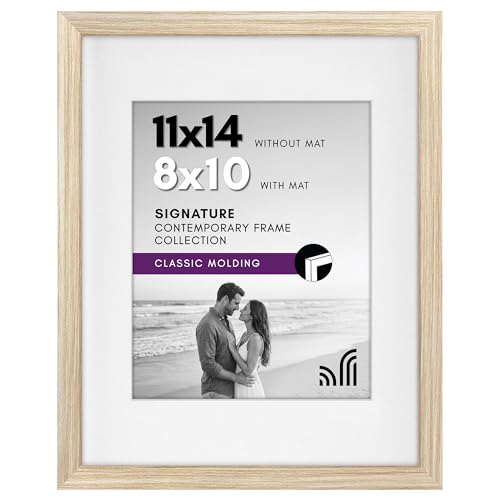 Americanflat 11x14 Picture Frame - Matted to 8x10 - Natural Oak