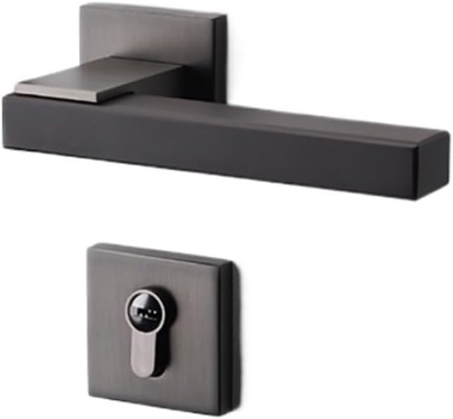 Door Lock Indoor Golden Green Ancient Wood Grain Gray Door Handle Chinese Style Bedroom Household Magnetic Silent Split Room Door Lock(Type B Silent 35-50mm)