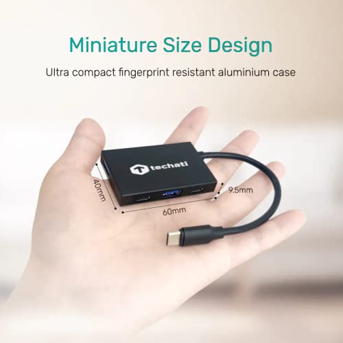 Image of Advanced 10Gbps 4 Port USB 3.2 Gen2 Type C Expansion hub with 2X USB-C and 2X USB-A Ports for use with MacBook, iPad, Windows Laptop, Surface, Android tab, Mobile and Type-C Devices