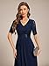 Ever-Pretty Women's V Neck Lace Chiffon Half Sleeves A Line Hi-Lo Wedding Guest Dresses Navy Blue US10