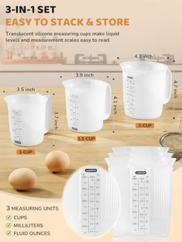 Image of LUSHYUM Silicone Measuring Cups for Melting Chocolate, Detachable Handles