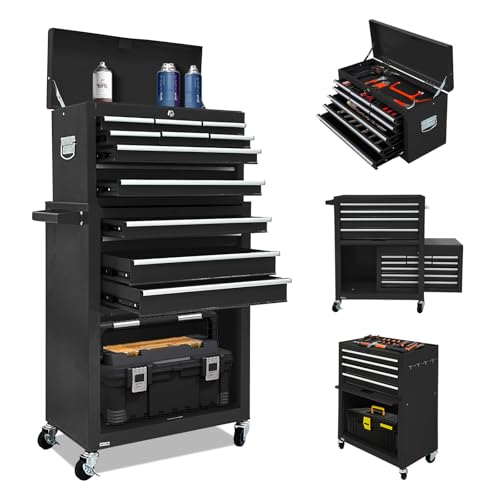 13-Drawer Tool Chest with Tool box and wheels, Large Detachable Tool box with Sliding Drawers,...