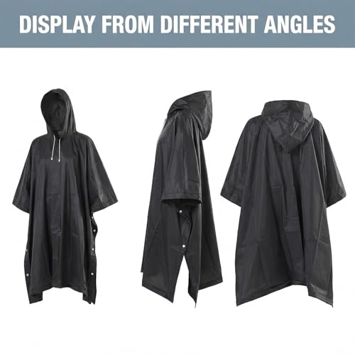 FunnAura 2 Pcs Poncho Waterproof Adult, Waterproof Reusable Rain Jacket with Drawstring Hood for Camping, Hiking Travel Men Women - Image 4